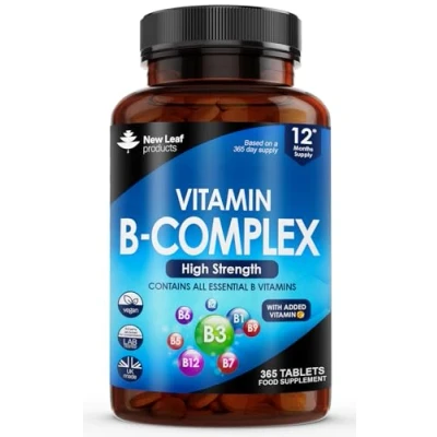Image of Vitamin B Complex 365 Small Tablets (One Year Supply) High Strength All 8 Vitamins B1 B2 B3 B5 B6 B12, Biotin, Folic Acid and C Reduction of Tiredness, Energy &amp; Immune Support UK Made