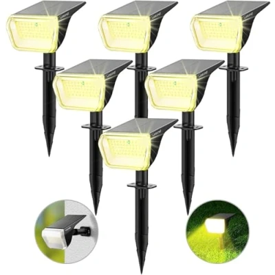 Image of Linkind Solar Lights Outdoor Garden Light,Extra Long Illumination Time with Winter Mode, 800lm,3000K Warm White, IP67 Waterproof Wall for Yard Driveway Porch Walkway, 6 Pack