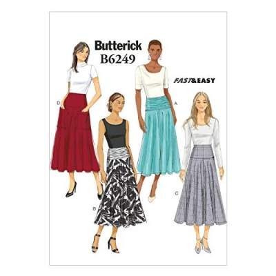 Image of Butterick Patterns 6249, Misses Skirt,Sizes, Wool, Multi Colour, A5 (6 8 10 12 14)
