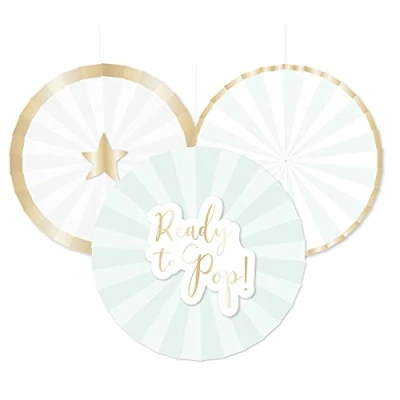 Image of Amscan 9910290 Ready to Pop Baby Shower Paper Fans Kit 3 Pack