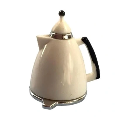 Image of Melody Jane Dolls House White Retro Kettle Modern Miniature 1:12 Kitchen Appliance Accessory