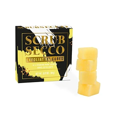 Image of Gift Republic 9 pack Exfoliating Cubes Scrubsecco Sparkling Wine Scent (9x 10 Gram Cubes) GR650042 Black 2.5x2.5x1.6 cm