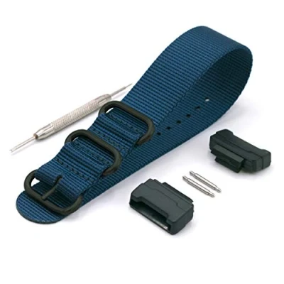 Image of Vario Compatible with Casio G Shock Military Dive Ballistic Nylon Navy Blue Premium Replacement Watch Band Adapters and Spring Bars Tool