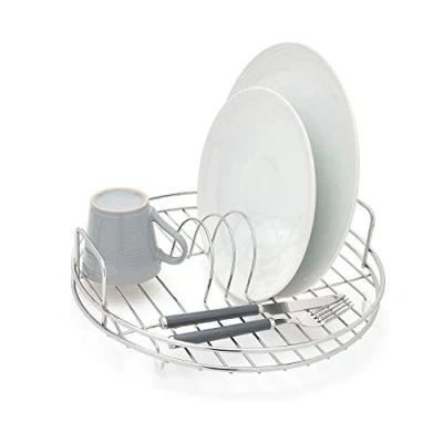 Image of simplywire Circular Dish Drainer Round Sink Drying Rack Chrome