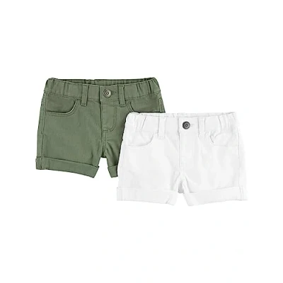 Image of Simple Joys by Carter&#039;s Girls&#039; Denim Shorts, Pack of 2, Olive/White, 5 6 Years