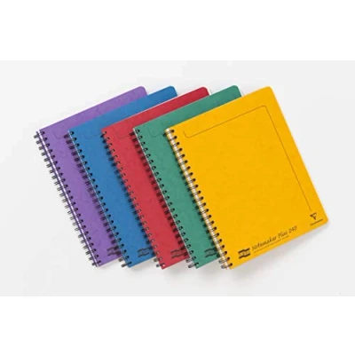 Image of Clairefontaine Ref 482/1124Z Europa Side Wirebound Notemaker (240 Pages) A4+ in Size, Lined Rulings, Premium Pressboard Cover Assorted Colours (Pack of 5)