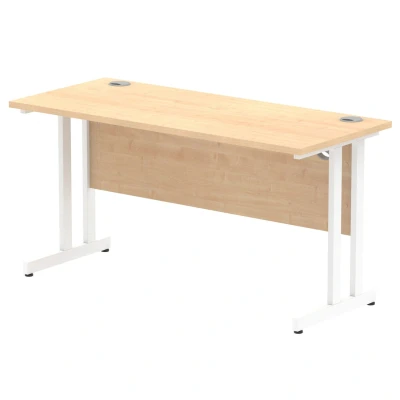 Image of Impulse 1400/600 Rectangle White Cantilever Leg Desk Maple MI002428