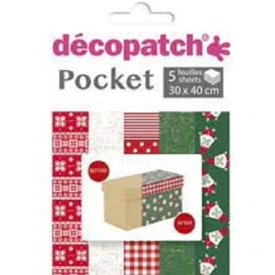 Image of Décopatch Ref DP024C Pocket Papers Collection No. 24 Contains 5 Complementary Sheets of Paper, Each Sheet is 30 x 40cm, Small 13 9.5cm Pack Size