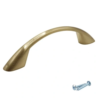 Image of M4TEC Bow Kitchen Cabinet Door Handles Cupboards Drawers Bedroom Furniture Pull Handle Brushed Brass. VD6 Series: 96 mm