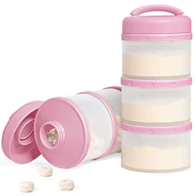 Image of Termichy Milk Powder Scoop Baby Stackable Storage Box Pack of 2 (Baby Pink 2)