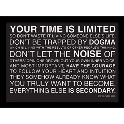 Image of iPosters Your Time Is Limited Steve Jobs Framed Print Overall Size: 36 x 46 cm (14 18 inches) 30 40