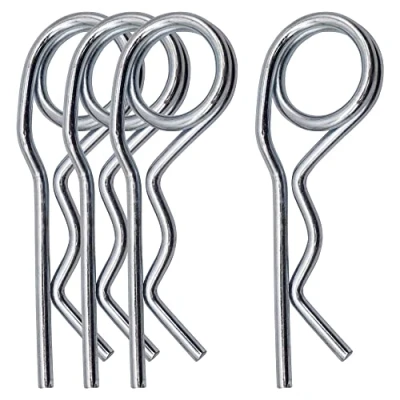 Image of SKIR&#039;CO (4 pcs) Zinc Plated Steel Spring Cotter Pins 4 mm, Double Ring R Clips, Shaped Pin