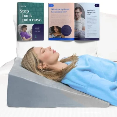 Image of Byre® Orthopaedic Bed Wedge Pillow Memory Foam Folding Adjustable Back Support for GERD, Reading, Pain, Leg Heartburn, Acid Reflux