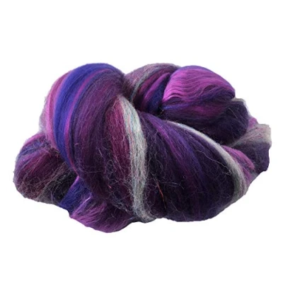 Image of Shimmer BlackBerry Merino Wool/Silk/Trilobal Mix for Needle Felting, Wet Felting &amp; Spinning