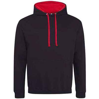 Image of AWDis Men&#039;s Varsity Hoodie, Multicoloured (Jet Black/Fire Red), XXXXX Large