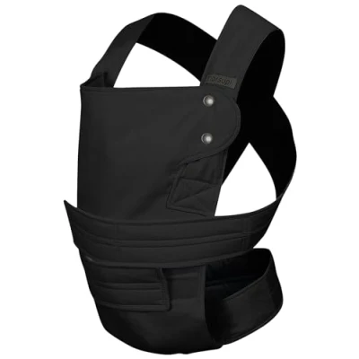 Image of marsupi Baby Carrier for Newborns from Birth up to 15kg, Lightweight and Compact with Sturdy Velcro System, Organic Cotton Classic/Black, Size S/M