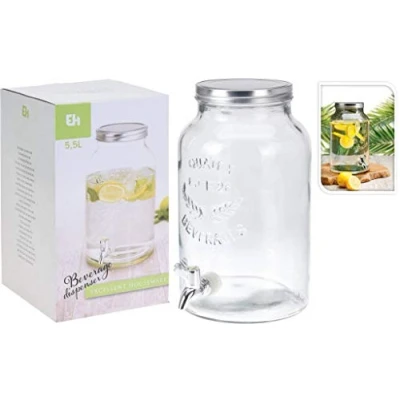 Image of Multistore 2002 Jar with tap, Transparent and Stainless Steel, 5,5 litros