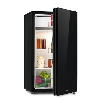 Image of Klarstein Luminance Frost Fridge Freezer Combination Free Standing Fridge, Glass Front, Low Noise, Approx. 45 x 84 48.5 cm (WxHxD), 91 Litre Total Volume, Black