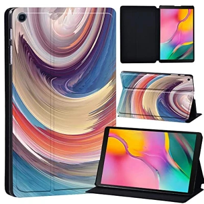 Image of Printed Leather slim lightweight Stand Cover Case for Samsung Galaxy Tab A 10.1 2019 (Model: SM T510 T515), with Function (Black) (abstract color 8)