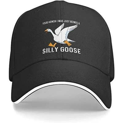 Image of Baseball Cap Silly Goose Hat Your Honor I was Just Beings A for Men Funny Black