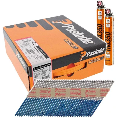 Image of TIMCO Paslode Im350+ Nails &amp; Fuel Cells Trade Pack Ring Shank Hot Dipped Galvanised 141228 PAS141228