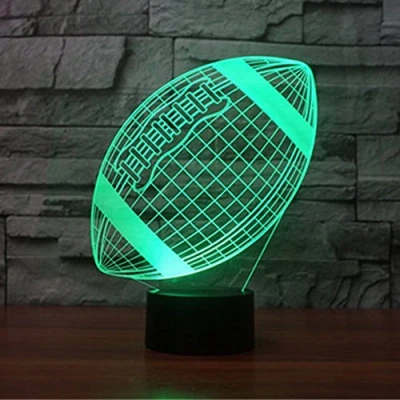 Image of HPBN8 Ltd 3D Creative Rugby Optical Illusion Lighting Night 7 Color Change USB Touch button LED Desk Table Light Lamp