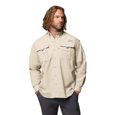 Image of Columbia Men&#039;s Bahama II Long Sleeve Shirt, 2024 Fossil, Medium