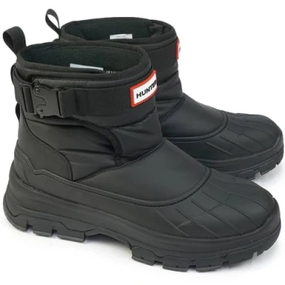 Image of Hunter Original Intrepid Short Buckle Winter boots, Women&#039;s, Size: 4, Black Synthetics/textile
