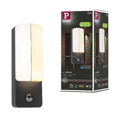 Image of Paulmann 94853 LED Outdoor Wall luminaire Bonnie Motion Sensor Insect Friendly &amp; seawater Resistant IP44 93x77mm 2200 3000K 8.5W 560lm 230V Anthracite, 8.5 W