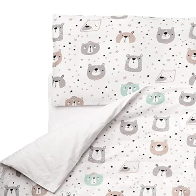 Image of FlyIdeas Kids Single Duvet Cover Bedding Set and Pillowcase Compatible with Beds/Todler Cots 100% Pure Cotton Certif. Made in EU