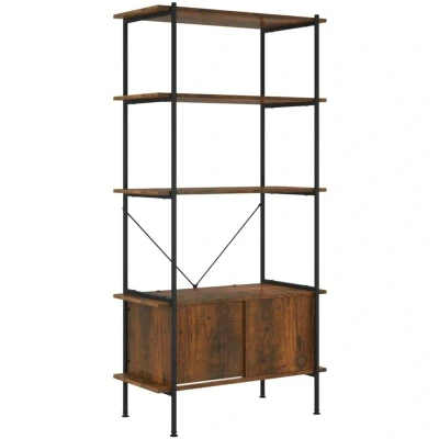 Image of vidaXL 5 Tier Shelving Unit with Cabinet 80x40x163 cm Steel and Engineered Wood