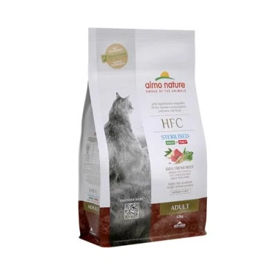 Image of almo nature HFC Adult Sterilized Beef Complete Dry Cat Food for Neuteured Cats with 100% Fresh 1,2 Kg Bag