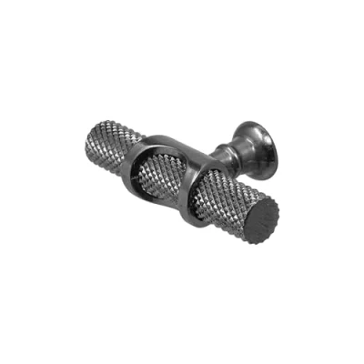 Image of Decoranddecor Amelia Knurled T bar Kitchen Cupboard Cabinet Handle Aluminium (70mm Knob, Polished Nickel Black)