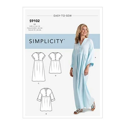 Image of SIMPLICITY Sewing Pattern S9102 Misses&#039; Caftan &amp; Dresses, Various, U5 (16 18 20 22 24)