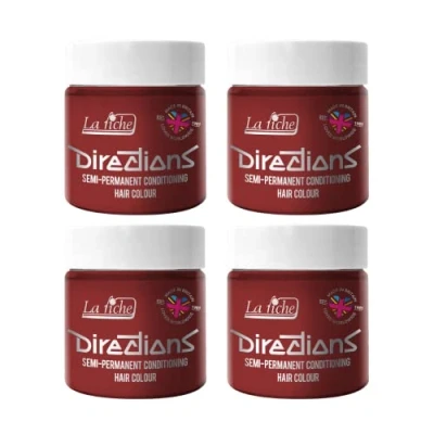 Image of 4x La Riche Directions Semi Permanent Hair Color 100ml Tub Vermillion Red