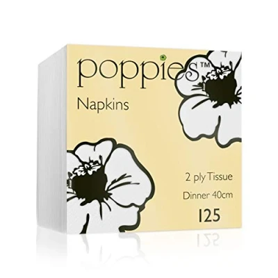 Image of Poppies White 40 cm 2Ply Napkins 125 x 40cm 4 Fold