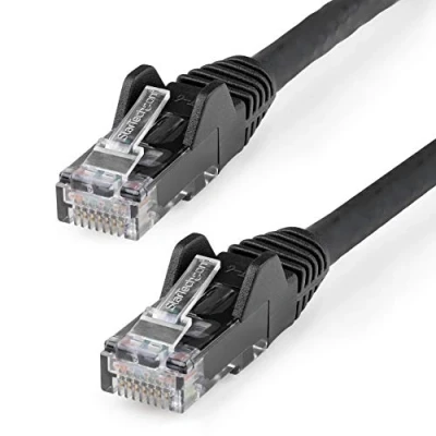 Image of StarTech.com 7m CAT6 Ethernet Cable LSZH (Low Smoke Zero Halogen) 10 Gigabit 650MHz 100W PoE RJ45 UTP Network Patch Cord Snagless with Strain Relief Black, CAT 6, ETL Verified (N6LPATCH7MBK)
