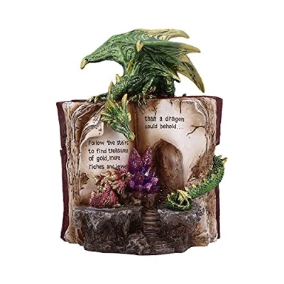 Image of Nemesis Now Hoard Finders Dragon with Book Crystal Figurine, Green, 20.8cm