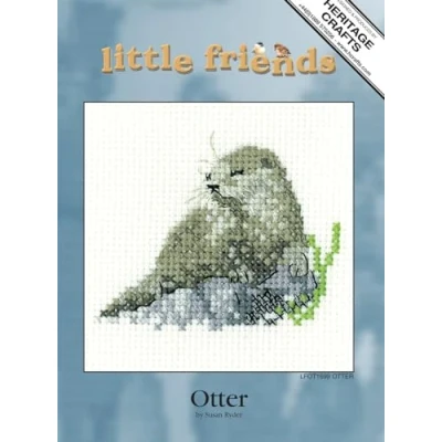 Image of Heritage Crafts Little Friends Cross Stitch Kit Otter (Aida)