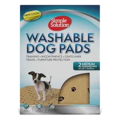 Image of Simple Solution Washable Training and Travel Dog Pads, Re usable Pee Pad, Absorbent Odour Controlling Medium Pack of 2