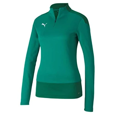 Image of PUMA Women&#039;s teamGOAL 23 1/4 Zip Top W Knitted Sweater, Pepper Green/Power Green, L