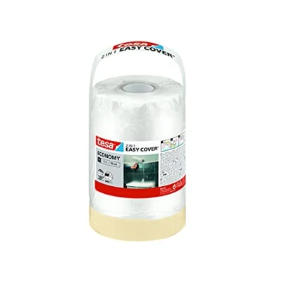 Image of tesa Easy Cover ECONOMY Sheet for Painting 2 in 1 Protection Foil and Masking Tape 33 m x 55 cm