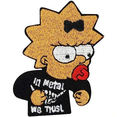 Image of Patch MAGGIE SIMPSON ROCKS in heavy metal we trust Baby Child Iron on Badge