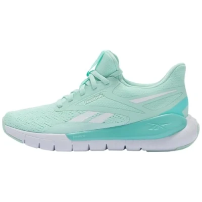 Image of Reebok FLEX Trainer Training shoe, Women&#039;s, Size: 5, Glitch aqua/footwear white/ai aqua Textile/synthetics