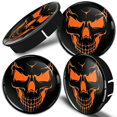 Image of SkinoEu 4 x 60mm Car Alloy Centre Universal Rims Hub Wheel Center Caps Toxic Skull C 74