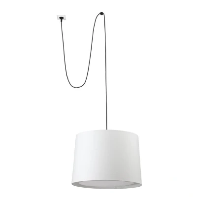 Image of Conga White Cylindrical Pendant Lamp With Plug