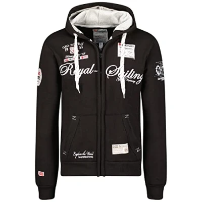 Image of Geographical Norway Men Designer Hoodie Jacket Fighter M Black