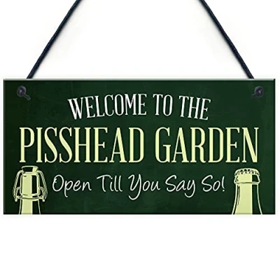 Image of RED OCEAN Funny Pisshead Garden Sign Welcome Plaque Home Bar Alcohol Gift Beer Gin