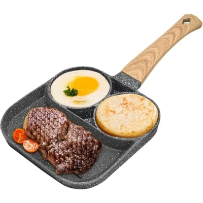 Image of HIYAA Egg Frying Pan,Non Stick Pan Pancake Cake Aluminium Breakfast Steak Fried Burger for Induction Hob Stove Gas