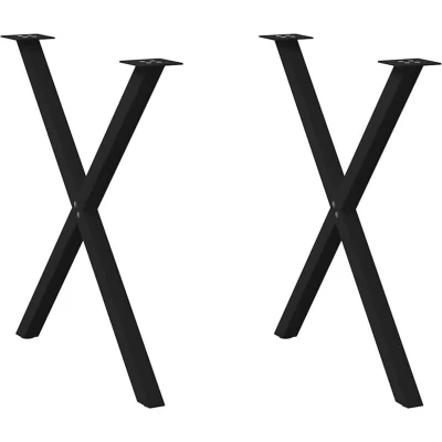 Image of vidaXL Dining Table Legs x Shaped 2 Pieces Black 70 (72 73) cm Steel